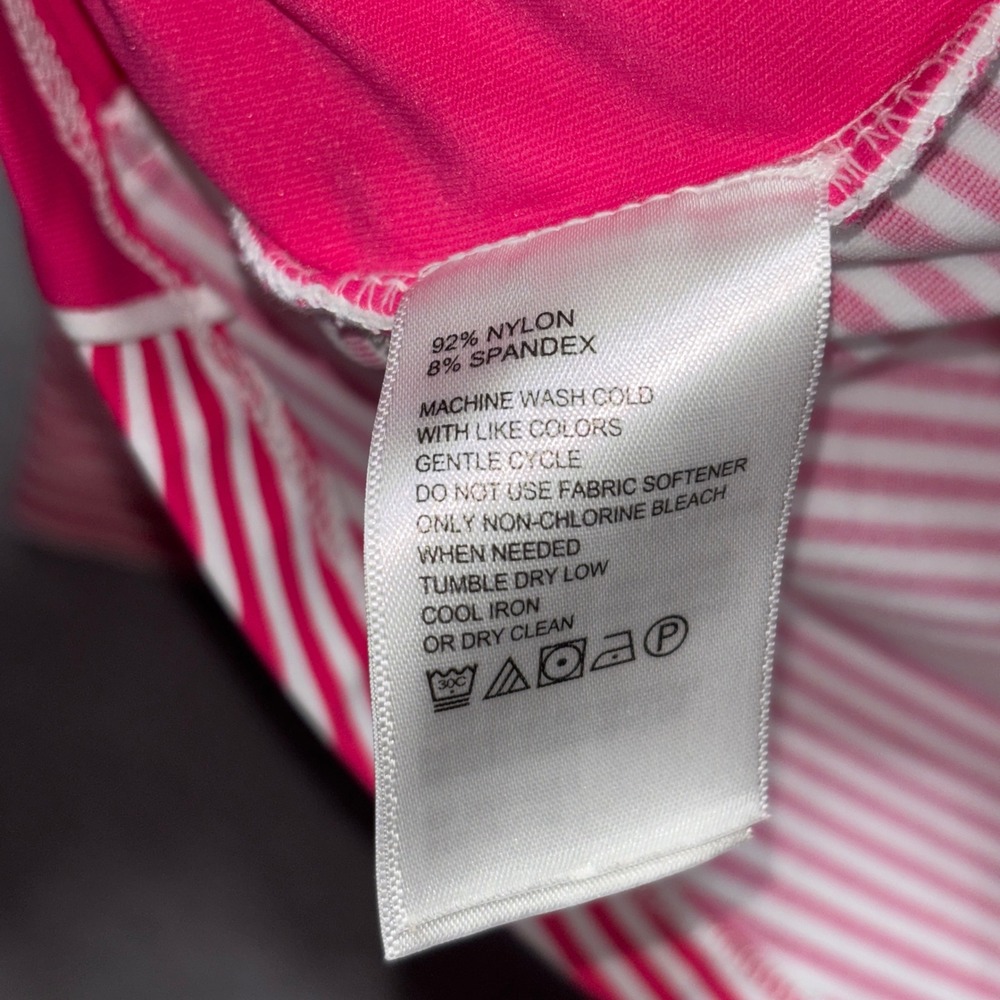 Tommy Bahama Island Zone Women Golf Top L Pink White Stripe Quarter Zip Athletic - Picture 5 of 8